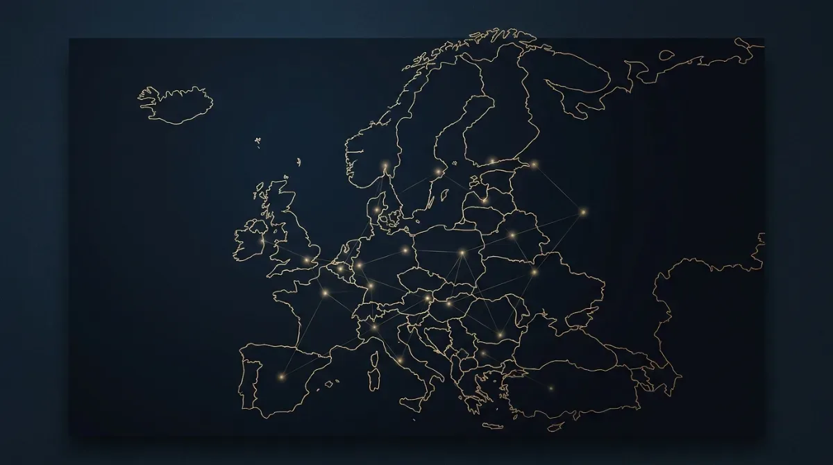 Map of Europe with connections
